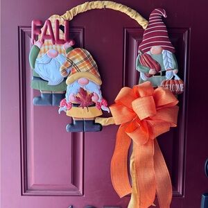 Festive Gnome Door Hanger with Orange Bow